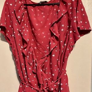 American Eagle Floral Wrap Ruffle Top